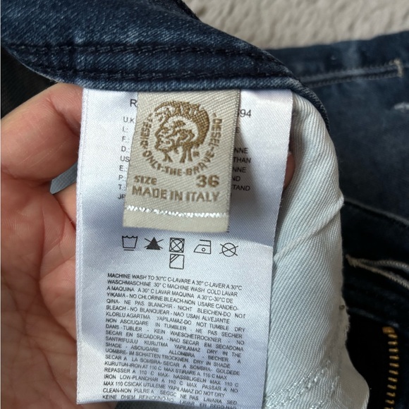 Diesel Sleenker 0184M Stretch Jeans Black logo Zip Fly Made In Italy - W36 x L30 - Picture 4 of 6